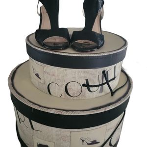 Alex Marie black leather heeled sandal